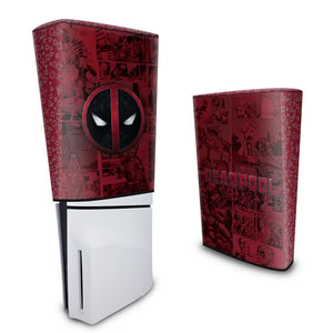 Capa Anti Poeira PS5 Slim Vertical - Deadpool Comics - Pop Arte Skins