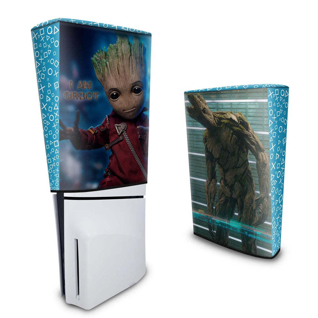 Capa Anti Poeira PS5 Slim Vertical - Baby Groot - Pop Arte Skins