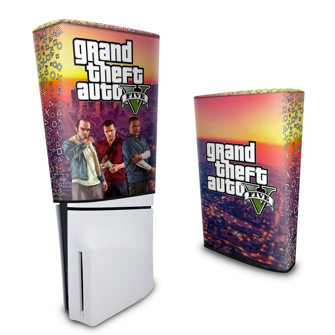 Capa Anti Poeira PS5 Slim Vertical - GTA V - Pop Arte Skins