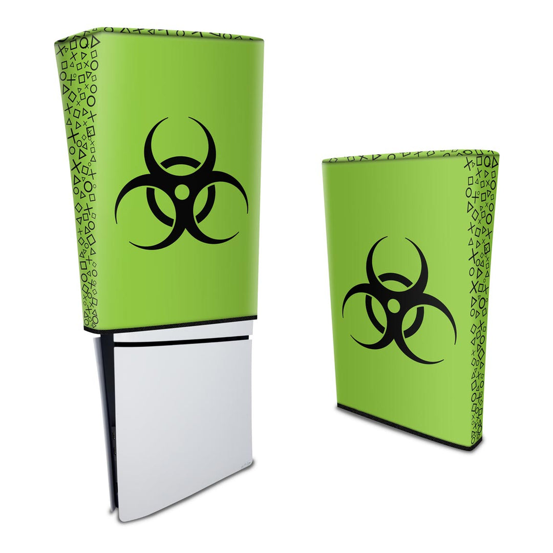 Capa Anti Poeira PS5 Slim Vertical - Biohazard Radioativo - Pop Arte Skins - foto 3