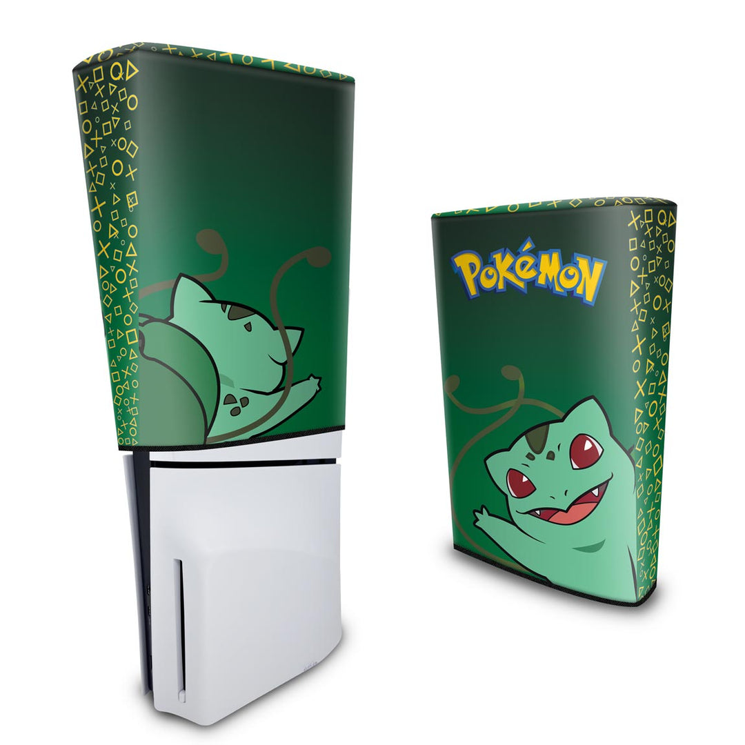 Capa Anti Poeira PS5 Slim Vertical - Pokemon Bulbasaur - Pop Arte Skins