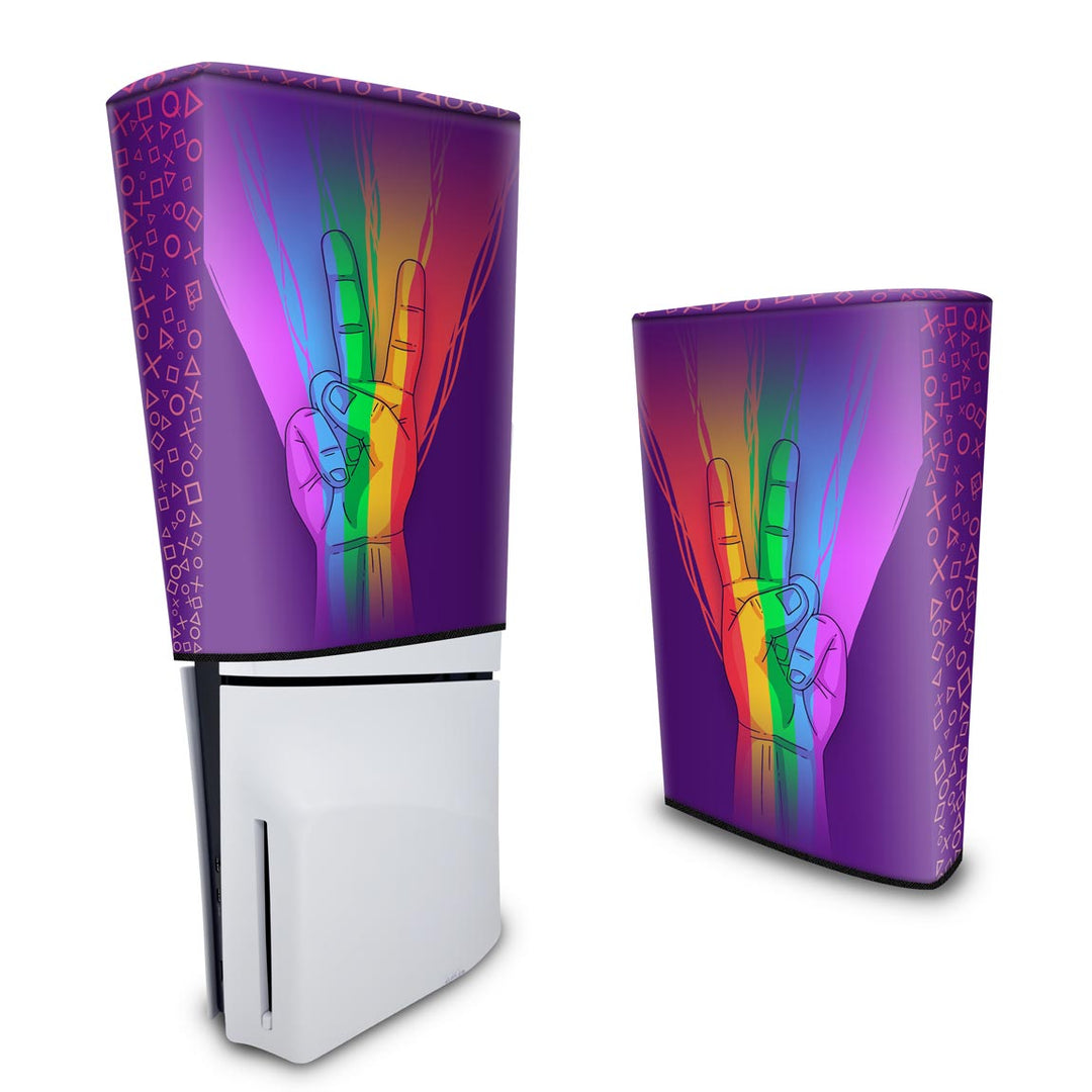 Capa Anti Poeira PS5 Slim Vertical - Rainbow Colors Colorido - Pop Arte Skins