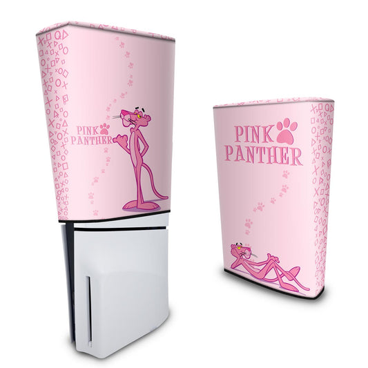 Capa PS5 Slim Anti Poeira Vertical - Pantera Cor de Rosa