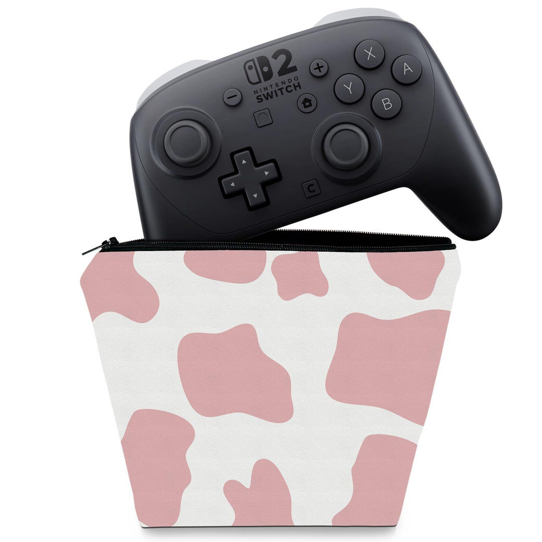 Capa Case Nintendo Switch 2 Pro Controle - Vaquinha Rosa - Pop Arte Skins