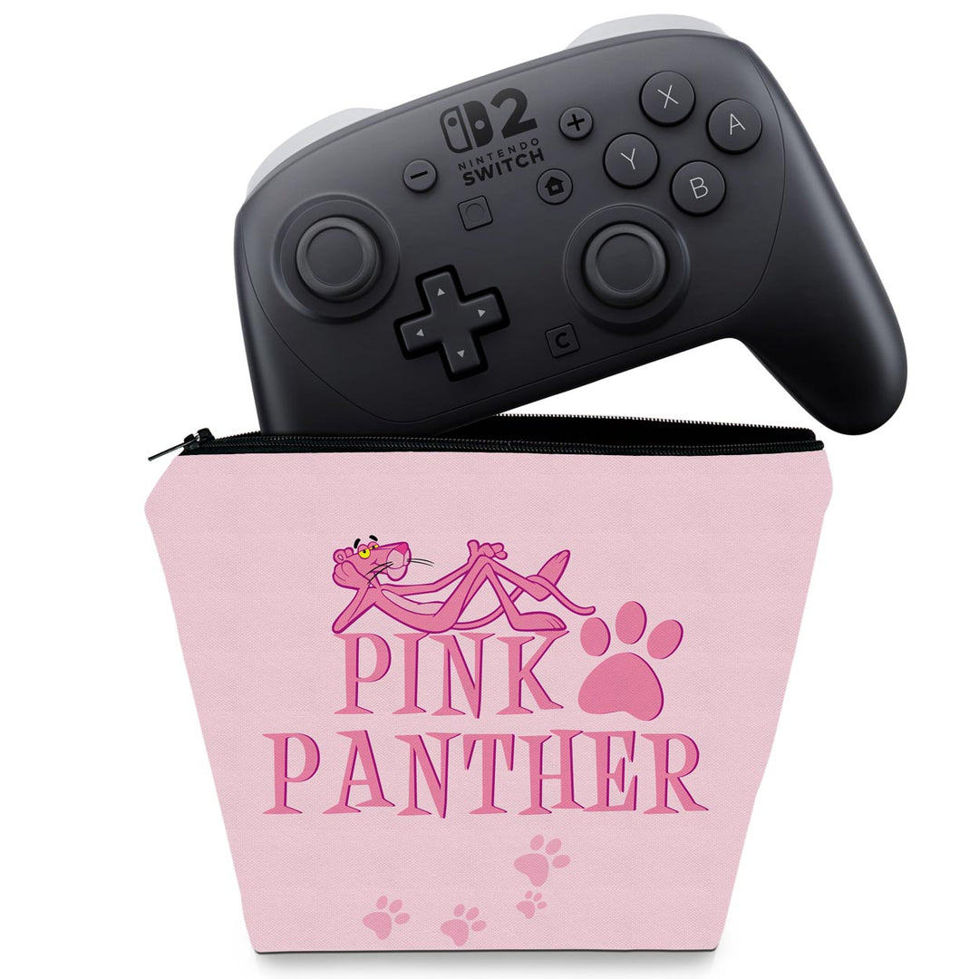 Capa Case Nintendo Switch 2 Pro Controle - Pantera Cor de Rosa - Pop Arte Skins