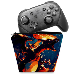 Capa Nintendo Switch Pro Controle Case - Chamas de Charizard