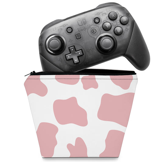 Capa Nintendo Switch Pro Controle Case - Vaquinha Rosa