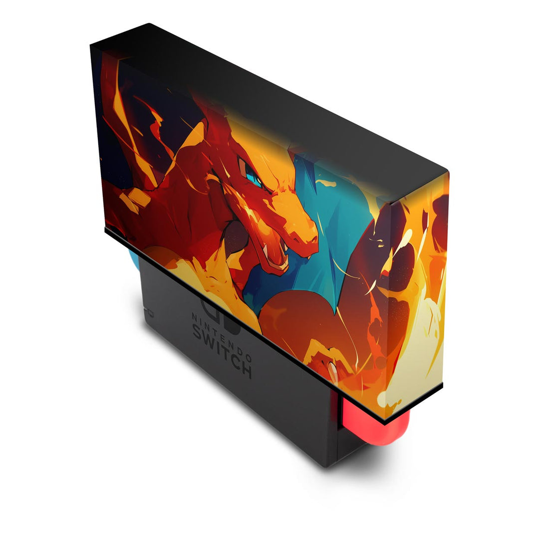 KIT Capa Anti Poeira e Skin Anti-Rage Nintendo Switch 1 Oled - Chamas de Charizard - Pop Arte Skins - foto 2