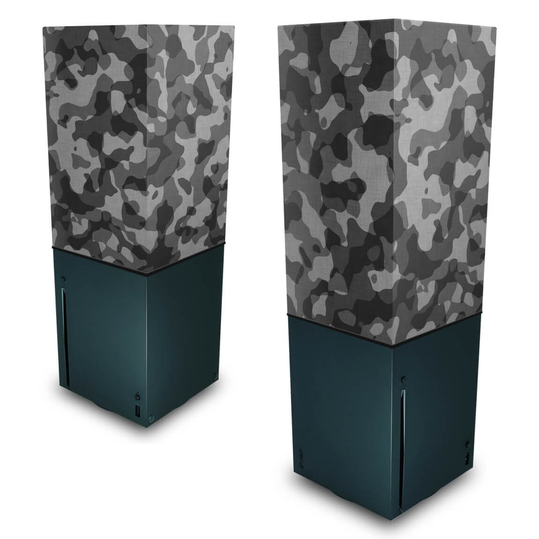Capa Anti Poeira Xbox Series X Vertical - Camuflado Cinza - Pop Arte Skins