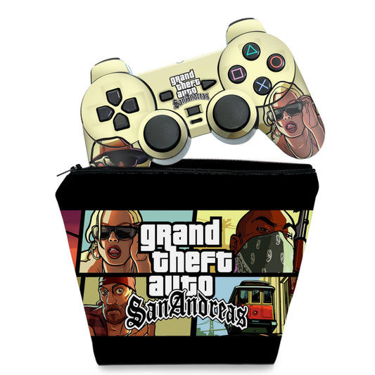 KIT Capa Case e Skin PS2 Controle - GTA San Andreas