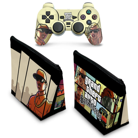 KIT Capa Case e Skin PS2 Controle - GTA San Andreas