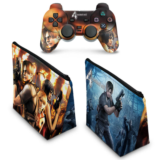 KIT Capa Case e Skin PS2 Controle - Resident Evil 4