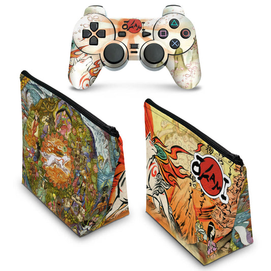 KIT Capa Case e Skin PS2 Controle - Okami