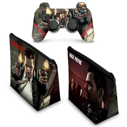 KIT Capa Case e Skin PS2 Controle - Max Payne