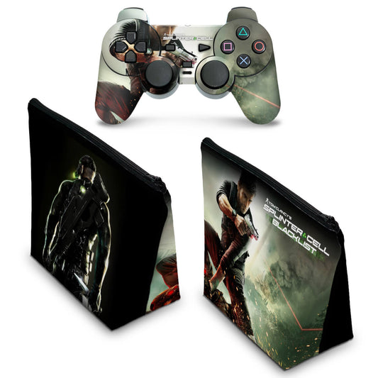 KIT Capa Case e Skin PS2 Controle - Splinter Cell