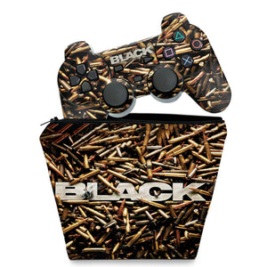 KIT Capa Case e Skin Anti-Rage PS2 Controle - Black