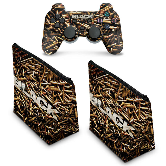KIT Capa Case e Skin PS2 Controle - Black