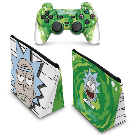 KIT Capa Case e Skin PS2 Controle - Rick And Morty