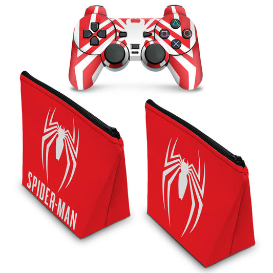 KIT Capa Case e Skin PS2 Controle - Spider-man Homem-Aranha