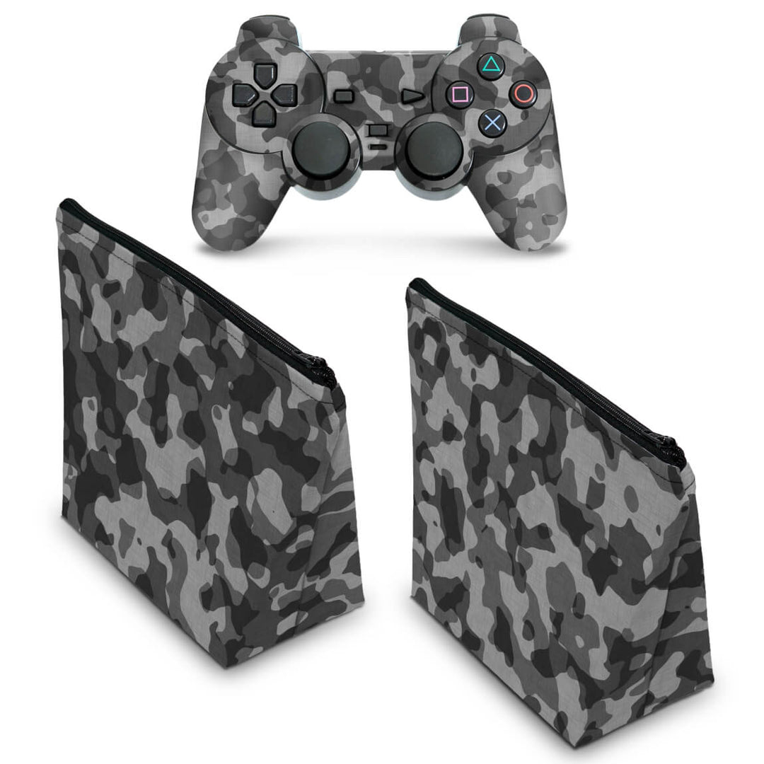 KIT Capa Case e Skin Anti-Rage PS2 Controle - Camuflada Cinza - Pop Arte Skins - foto 2