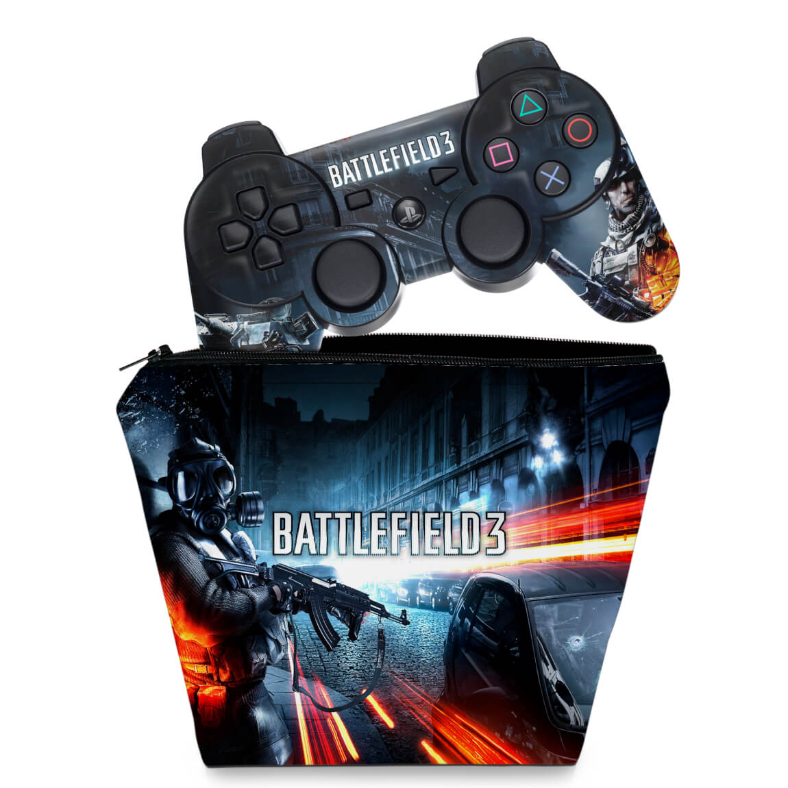 KIT Capa Case e Skin Anti-Rage PS3 Controle - Battlefield 3