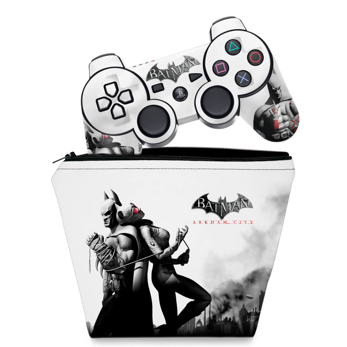 KIT Capa Case e Skin Anti-Rage PS3 Controle - Batman Arkham City