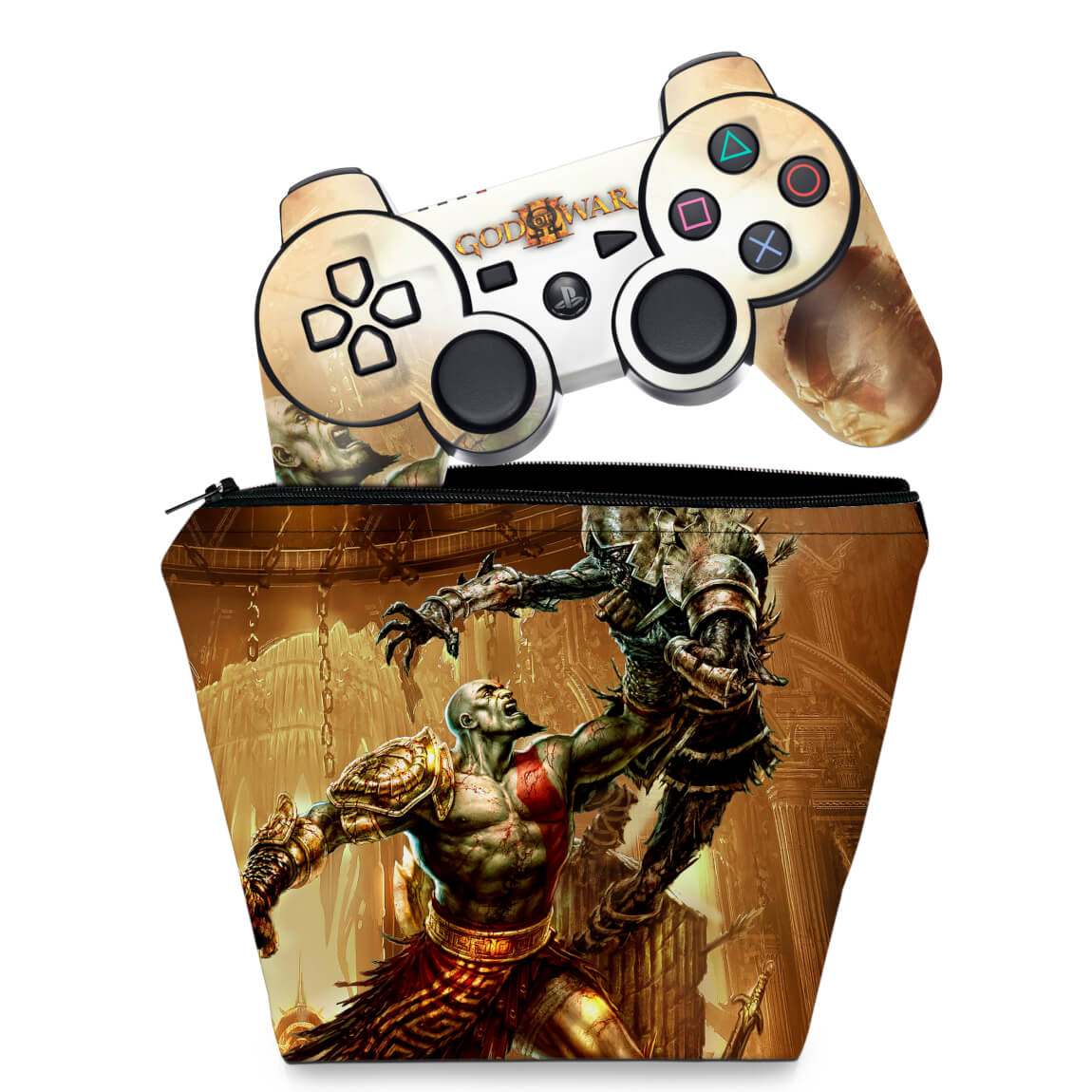 KIT Capa Case e Skin Anti-Rage PS3 Controle - God Of War 3 #1