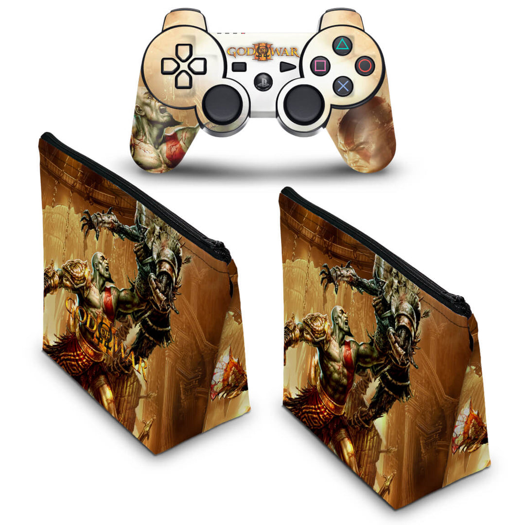 KIT Capa Case e Skin Anti-Rage PS3 Controle - God Of War 3 #1 - Pop Arte Skins - foto 2