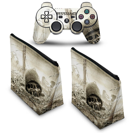 KIT Capa Case e Skin Anti-Rage PS3 Controle - Resistance Fall Of