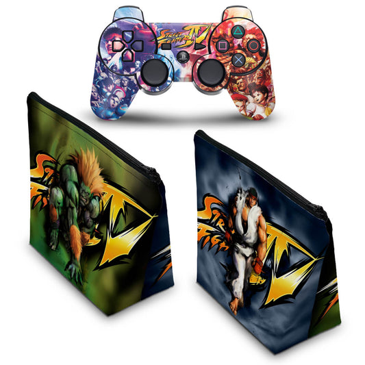 KIT Capa Case e Skin Anti-Rage PS3 Controle - Street Fighter #A