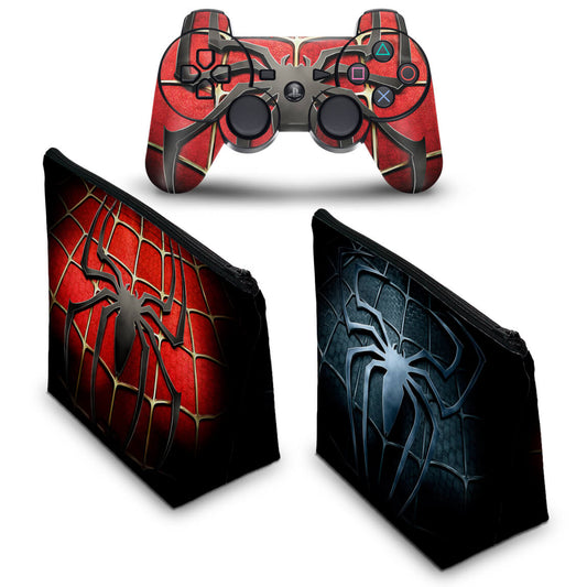 KIT Capa Case e Skin Anti-Rage PS3 Controle - Homem Aranha