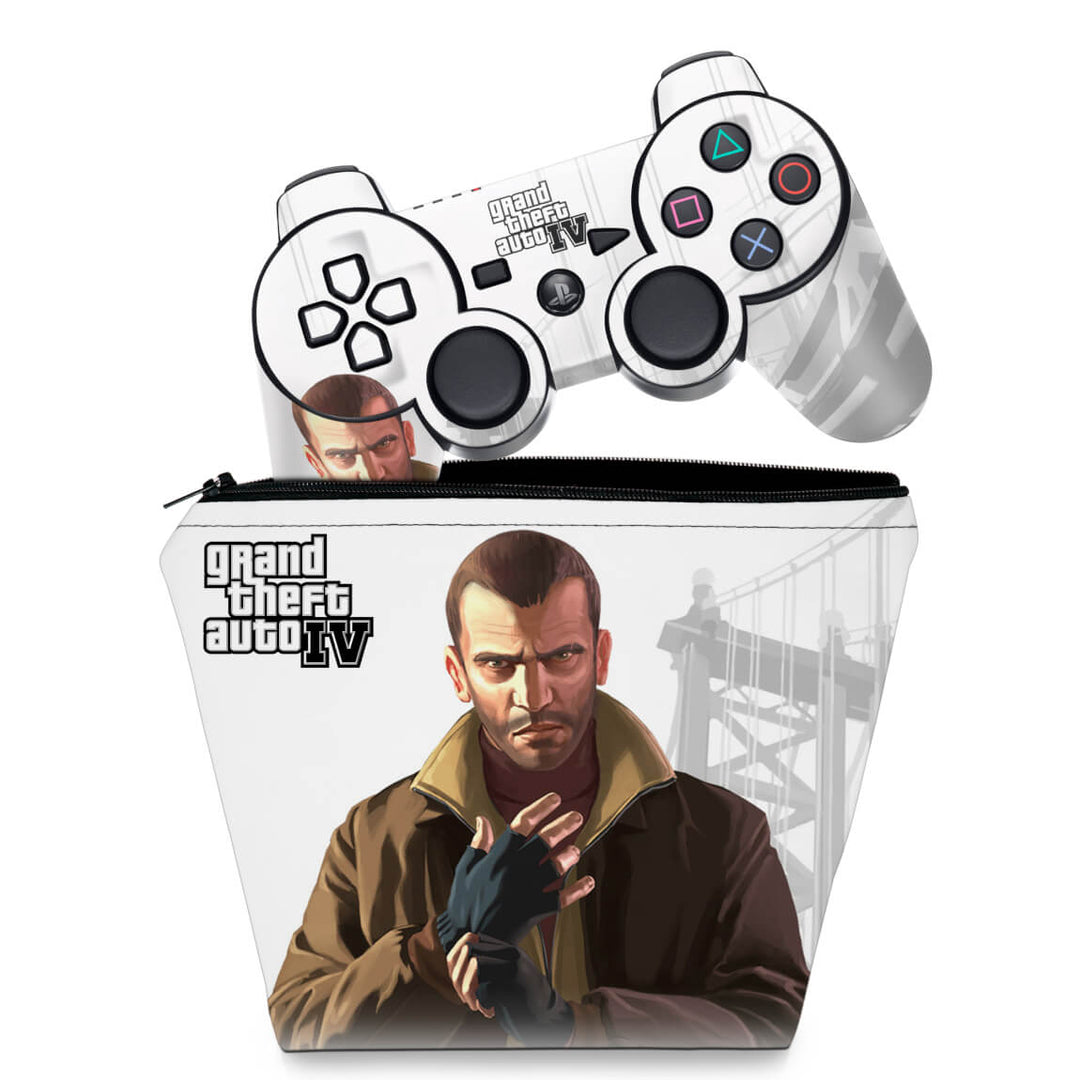 KIT Capa Case e Skin Anti-Rage PS3 Controle - Gta Iv - Pop Arte Skins