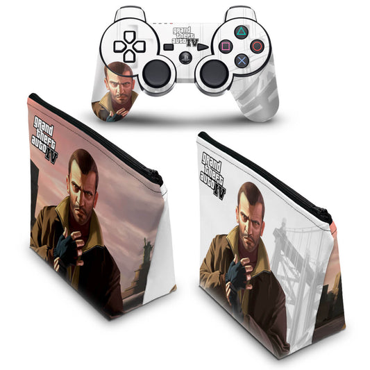 KIT Capa Case e Skin Anti-Rage PS3 Controle - Gta Iv