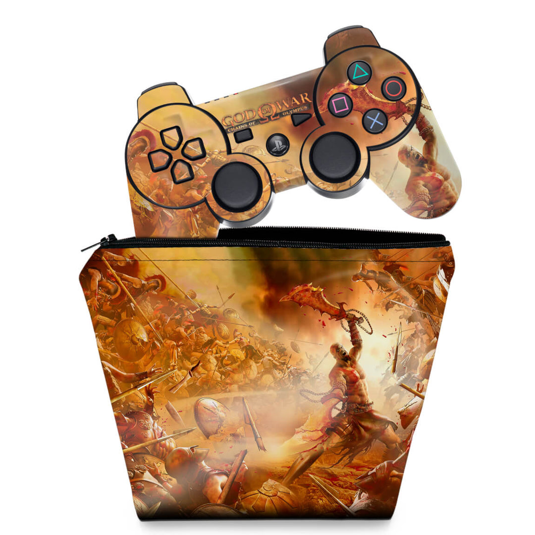KIT Capa Case e Skin Anti-Rage PS3 Controle - God Of War 2 - Pop Arte Skins