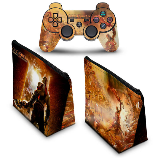 KIT Capa Case e Skin Anti-Rage PS3 Controle - God Of War 2