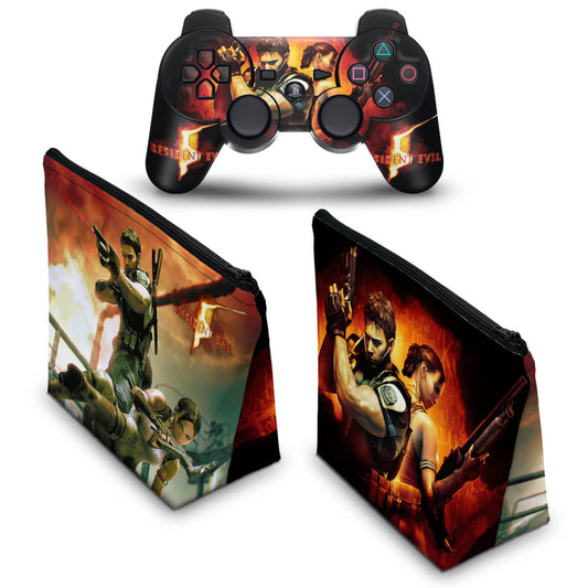 KIT Capa Case e Skin Anti-Rage PS3 Controle - Resident Evil 5