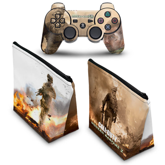 KIT Capa Case e Skin Anti-Rage PS3 Controle - Modern Warfare 2