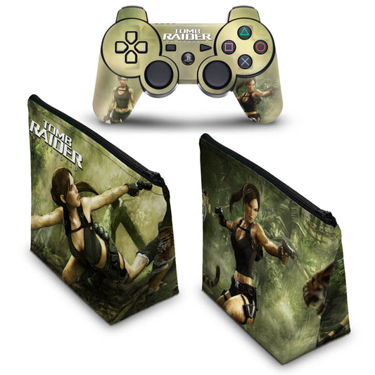 KIT Capa Case e Skin Anti-Rage PS3 Controle - Tomb Raider