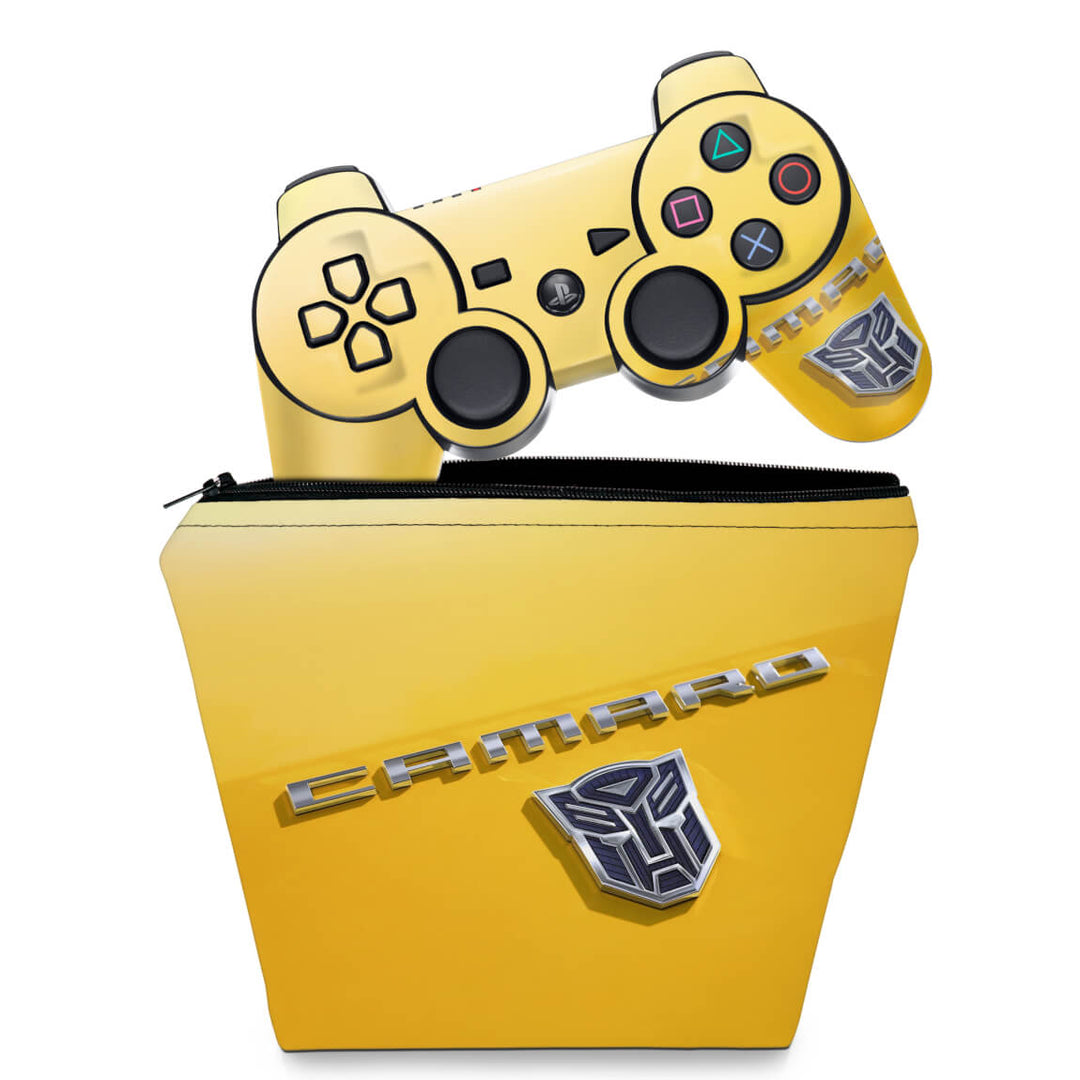 KIT Capa Case e Skin Anti-Rage PS3 Controle - Transformers Camaro - Pop Arte Skins