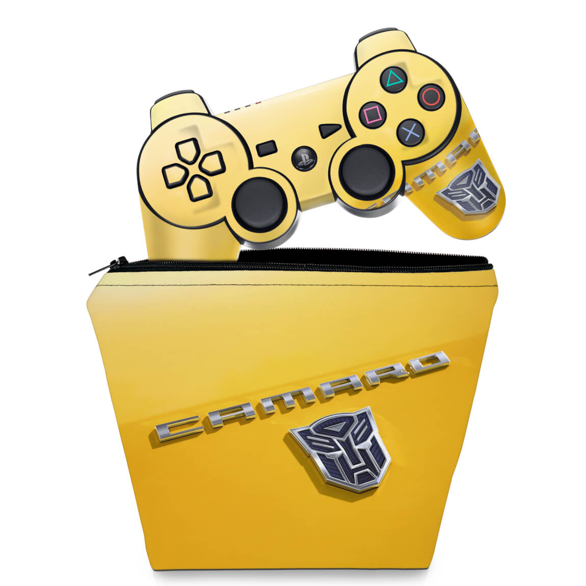 KIT Capa Case e Skin Anti-Rage PS3 Controle - Transformers Camaro
