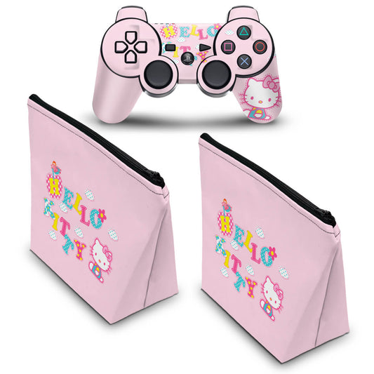 KIT Capa Case e Skin Anti-Rage PS3 Controle - Hello Kitty