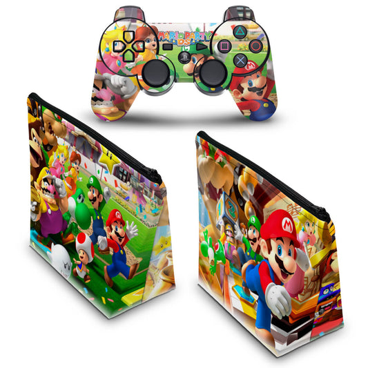 KIT Capa Case e Skin Anti-Rage PS3 Controle - Mario Party