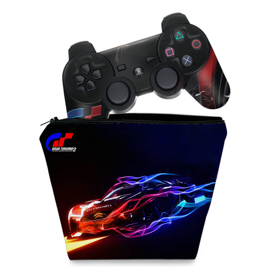 KIT Capa Case e Skin Anti-Rage PS3 Controle - Gran Turismo 5