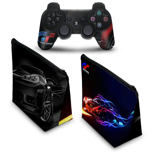 KIT Capa Case e Skin Anti-Rage PS3 Controle - Gran Turismo 5