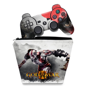 KIT Capa Case e Skin Anti-Rage PS3 Controle - God Of War 3 #2 - Pop Arte Skins