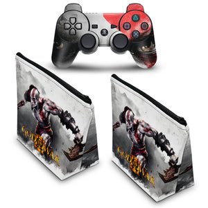 KIT Capa Case e Skin Anti-Rage PS3 Controle - God Of War 3 #2 - Pop Arte Skins - foto 2
