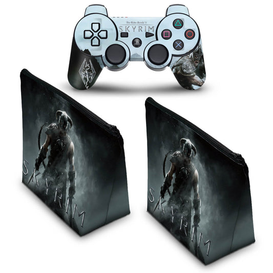 KIT Capa Case e Skin Anti-Rage PS3 Controle - Skyrim