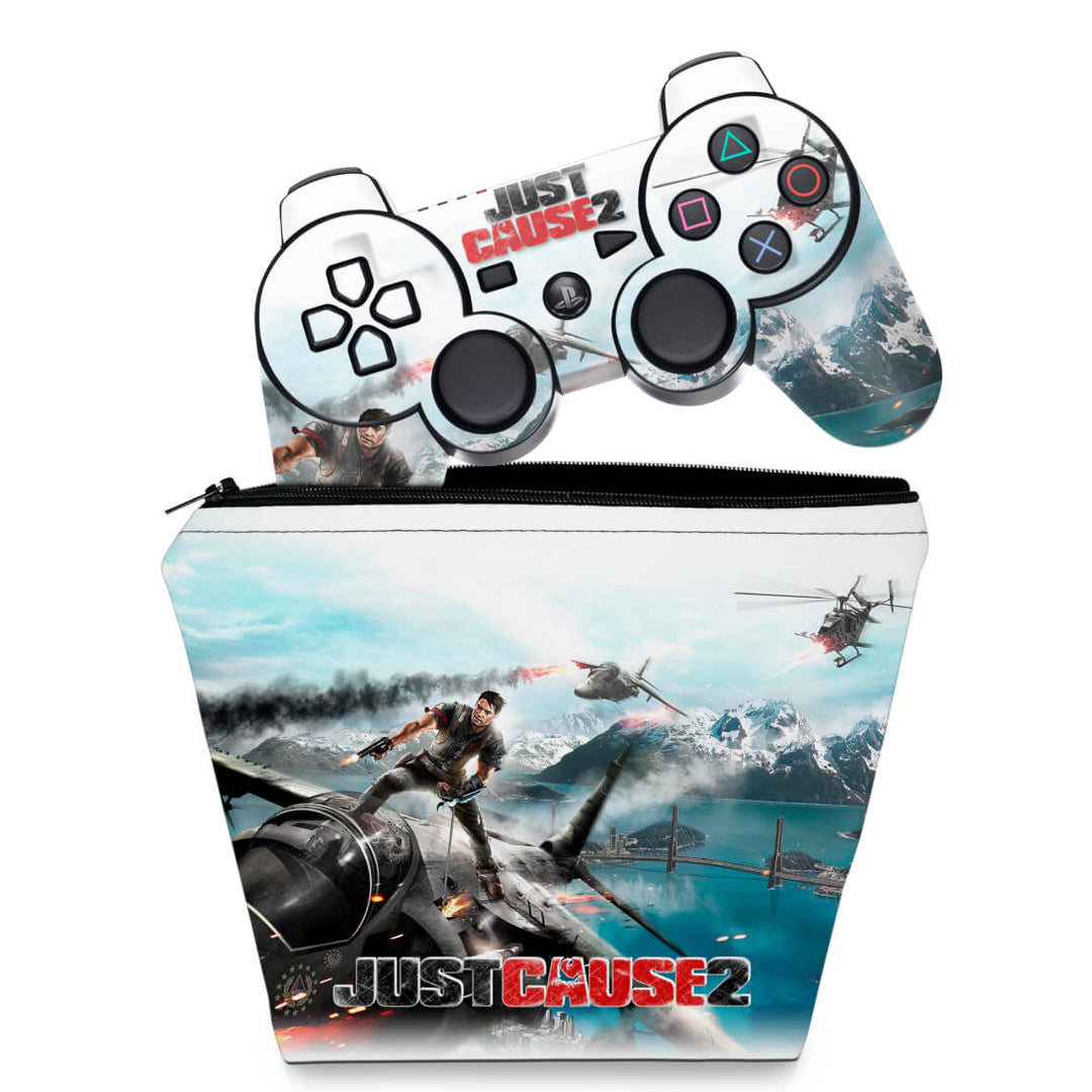 KIT Capa Case e Skin Anti-Rage PS3 Controle - Just Cause 2 - Pop Arte Skins