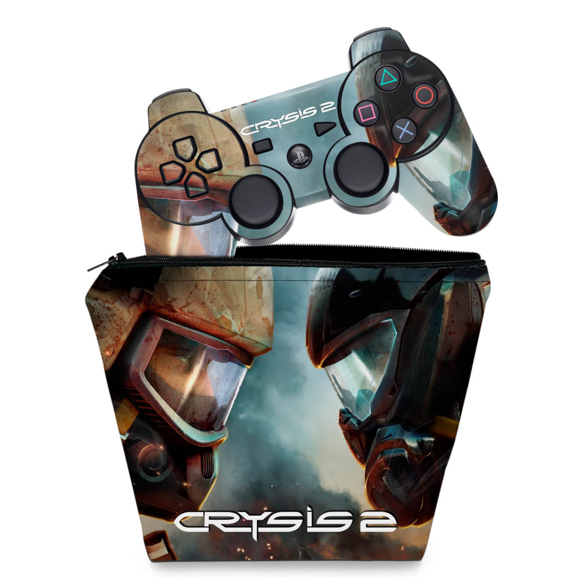 KIT Capa Case e Skin Anti-Rage PS3 Controle - Crysis 2
