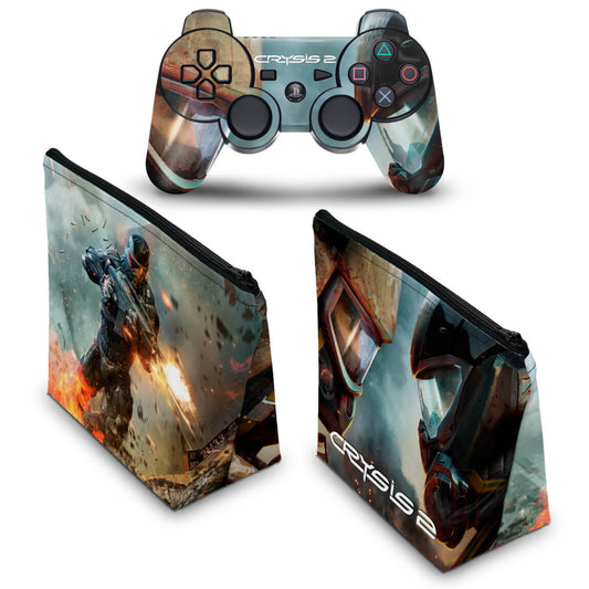 KIT Capa Case e Skin Anti-Rage PS3 Controle - Crysis 2